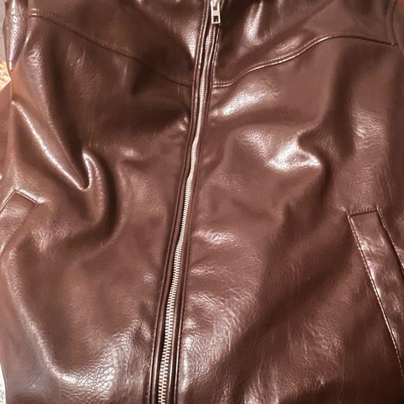 Zara Brown Leather Jacket - Picture 2 of 7